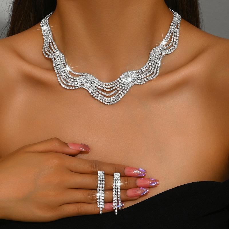 

Meier Necklace women s clavicle chain fashioneasiest for match crystal necklace earrings suit