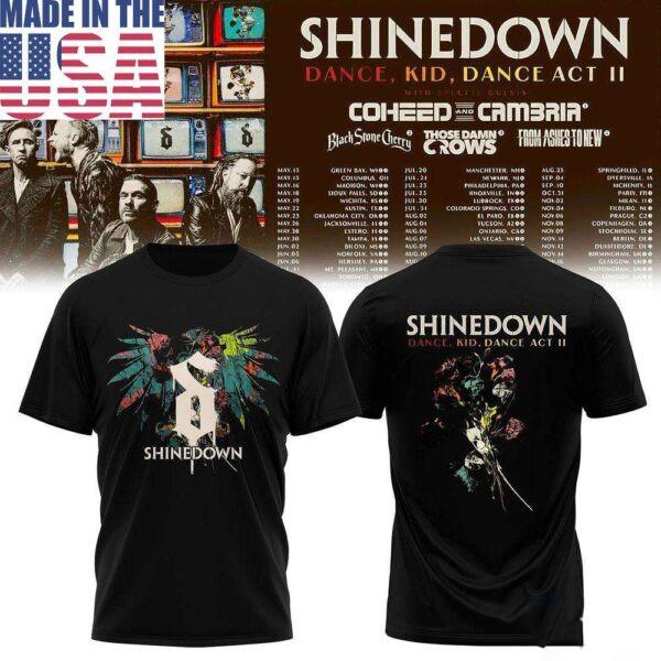 Men's Cotton T-Shirt, Quick Dry Breathable, Summer Casual Wear Shinedown Dance Kid Dance Act II Tour 2026 T-Shirt Unisex All Sizes CB0081