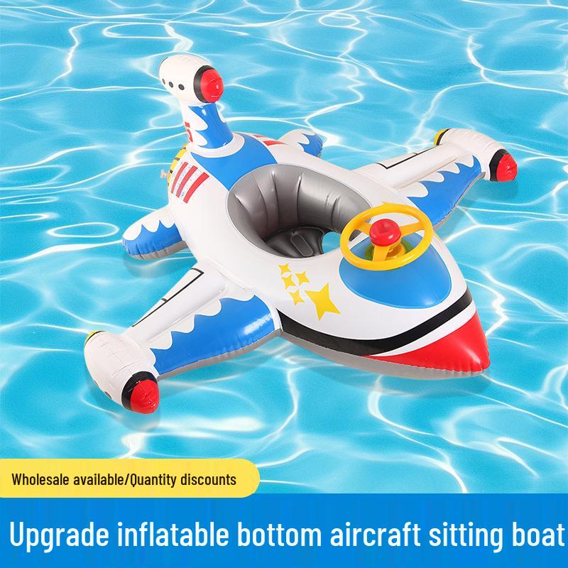 Anti-Rollover Inflatable Airplane Swim Seat for Kids Aged 1-6.