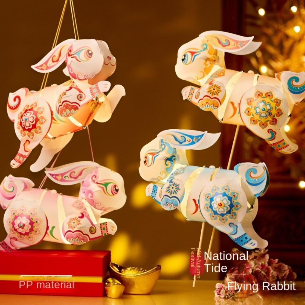 Handmade Handheld Rabbit Lantern Flying Rabbit Mid-Autumn Festival Lantern  Kids Gift