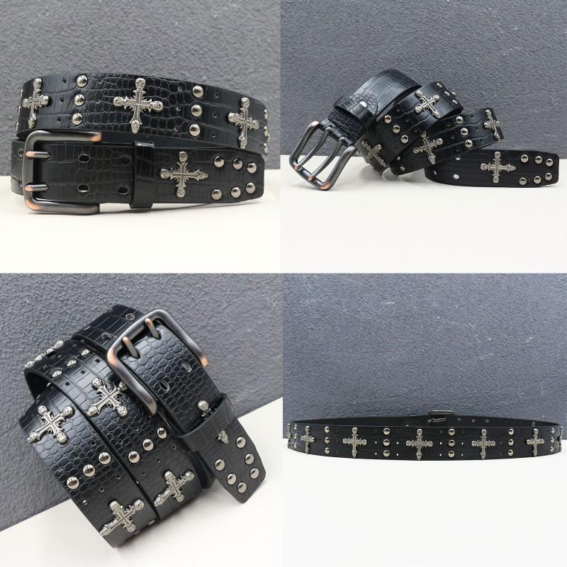 Punk Belt Men Women Rivet Decor PU Leather Waistband Casual Versatile