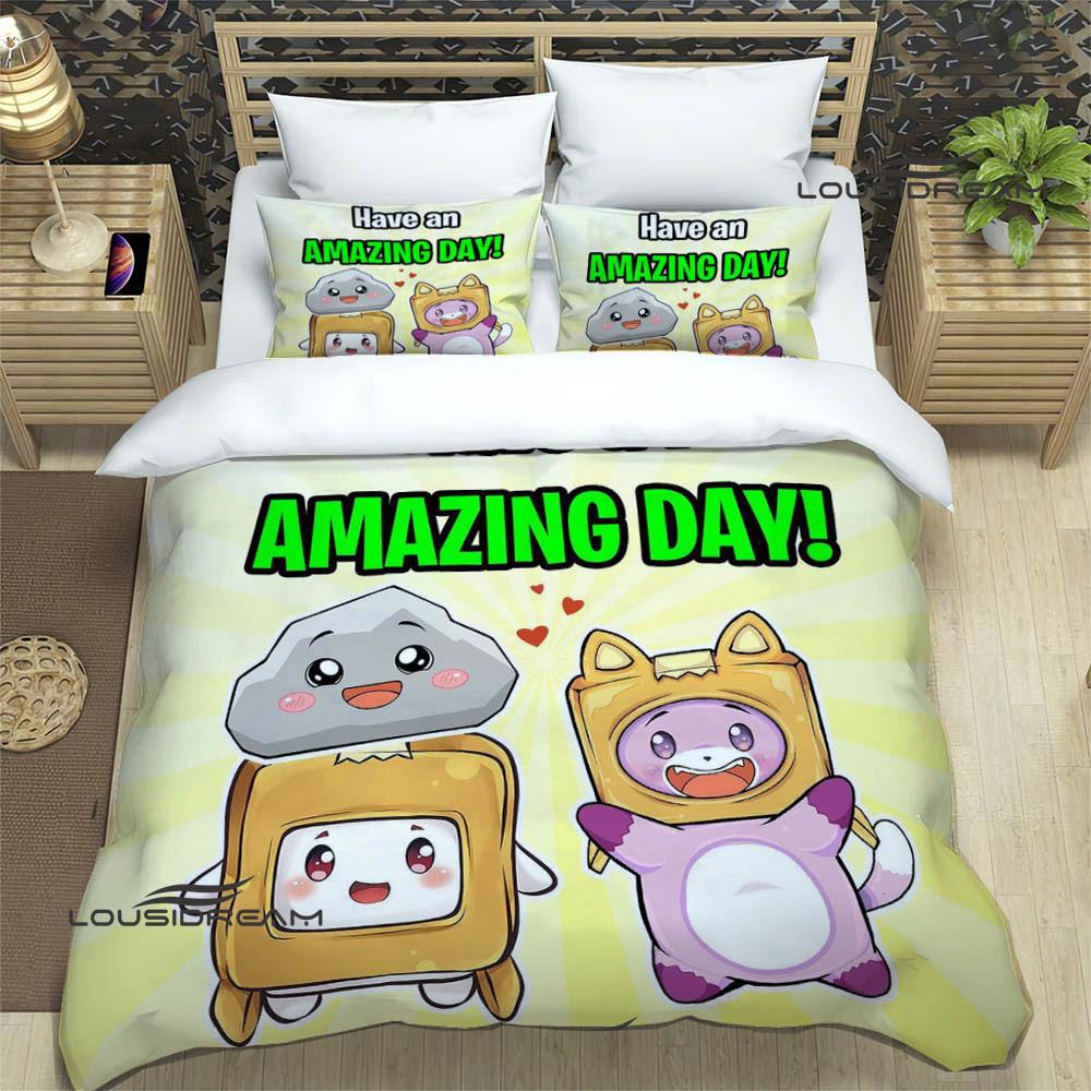 Cute Lankybox Foxy Boxy Bedding Sets exquisite supplies set duvet cover bed comforter set bedding set luxury birthday gift