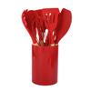 12Pcs Silicone Kitchenware Set Turner Spatula Spoon Non-Stick Heat Resistant Cooking Utensils with Wooden Handles Storage Bucket