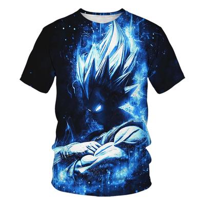 2025 Nueva Moda Dragon Ball Camiseta 3D Verano Manga Corta Cuello Redondo Goku Vegeta Camiseta Casual para Hombre Niños'