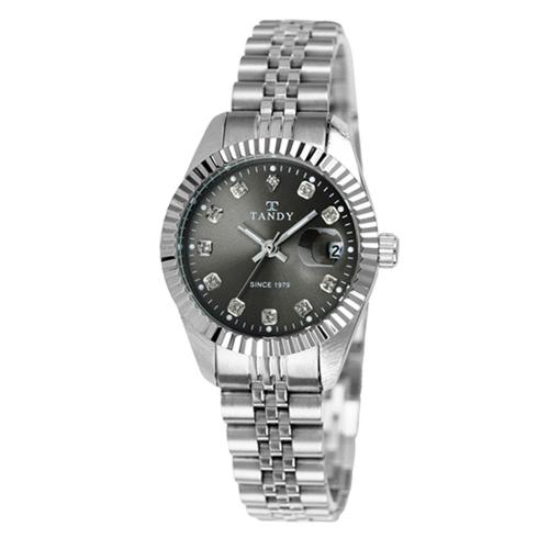 [TANDY] TANDY Luxury Couple Metal Wristwatch with Elegant Crystal Inlay - Women s Silver T-3909 FREE