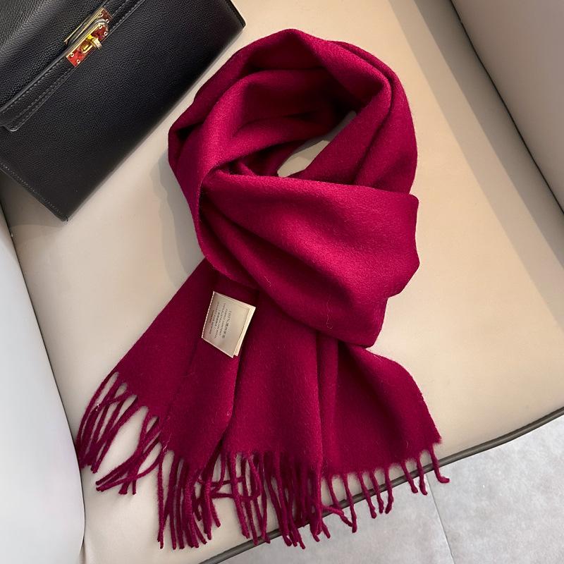 White Pure Wool Scarf Women's Winter Versatile Senior Sense Thickened Couple Scarf Dual-purpose High-end Gift