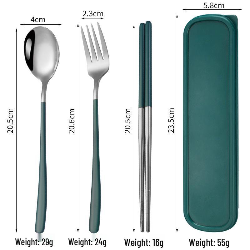 Korean Style Portable Stainless Steel Chopsticks & Spoon Set with Storage Box for Students, Office Workers, and Travel