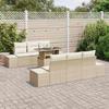 Sofa Set with Cushions 7 Pcs Beige and Cream Poly Rattan