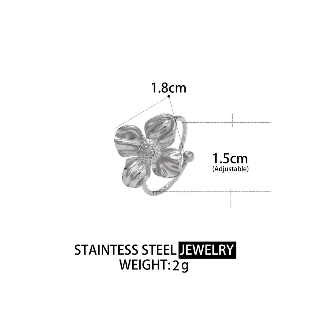 18K Gold-Plated Floral Geometric Stainless Steel Ring