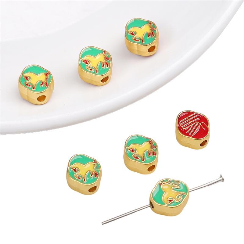 

Металлическое капельное масло, древний метод, песок, золото, двенадцать бусин зодиака для изготовления ювелирных изделий, браслетов, ожерелий, подвесок Horse