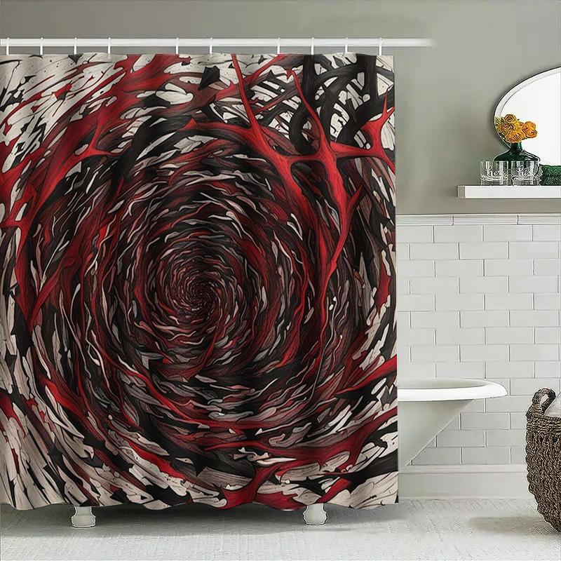 Rideau de douche abstrait rouge et noir pour salle de bain, décoratif moderne en tissu polyester avec œillets pour suspendre les serviettes de bain dans la baignoire Sont