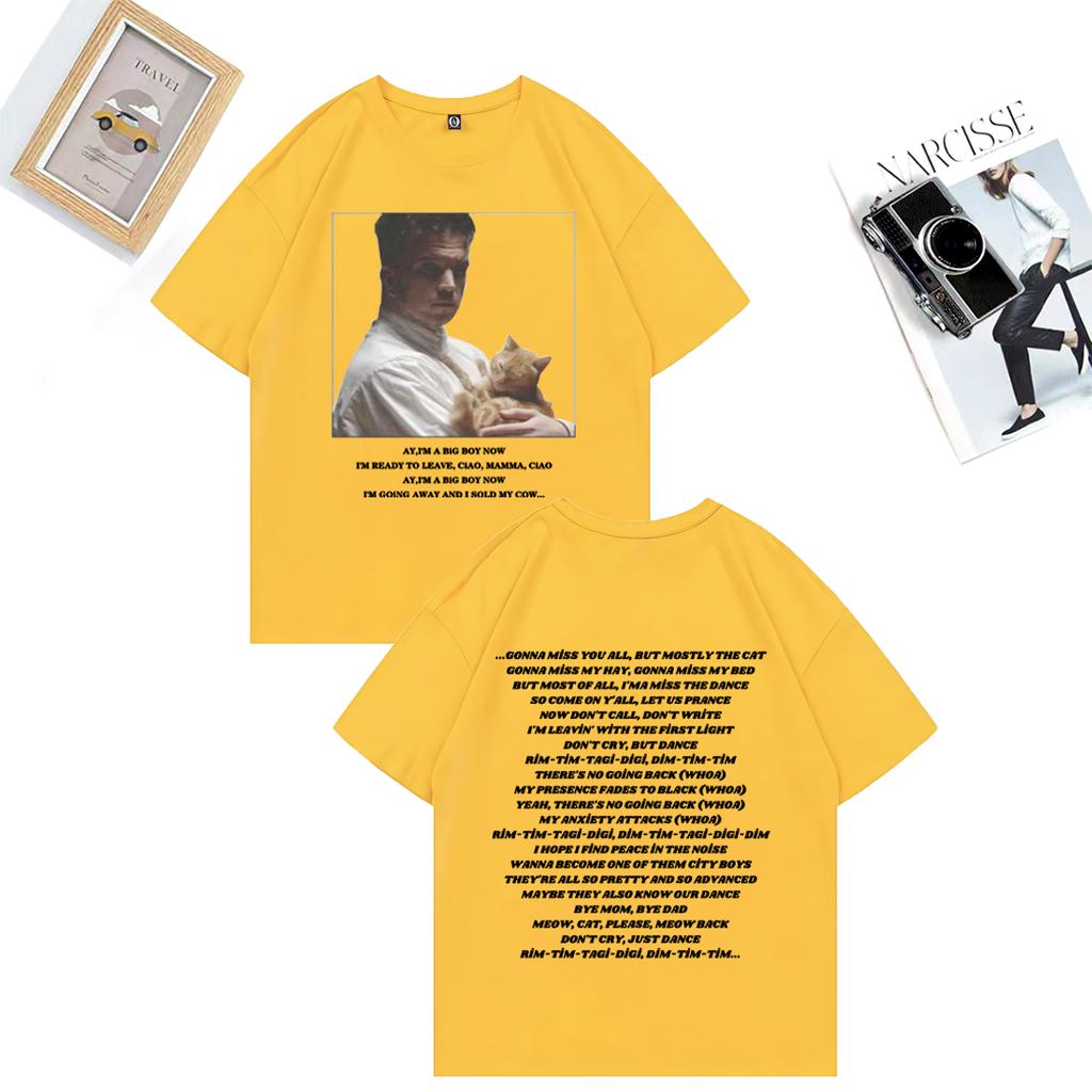 Baby Lasagna Rim Tim Tagi Dim Eurovision Móda Tričko Unisex DÁMSKÉ vtipné Kočka krátký rukáv Trička Unisex oversized Bavlněná trička