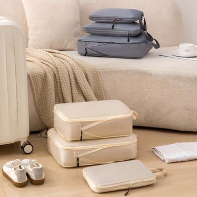 3 Stuks/set Draagbare Compressie Opbergzakken met Handvatten, Casual Lichtgewicht Opbergzakken voor Reis Kledingopslag