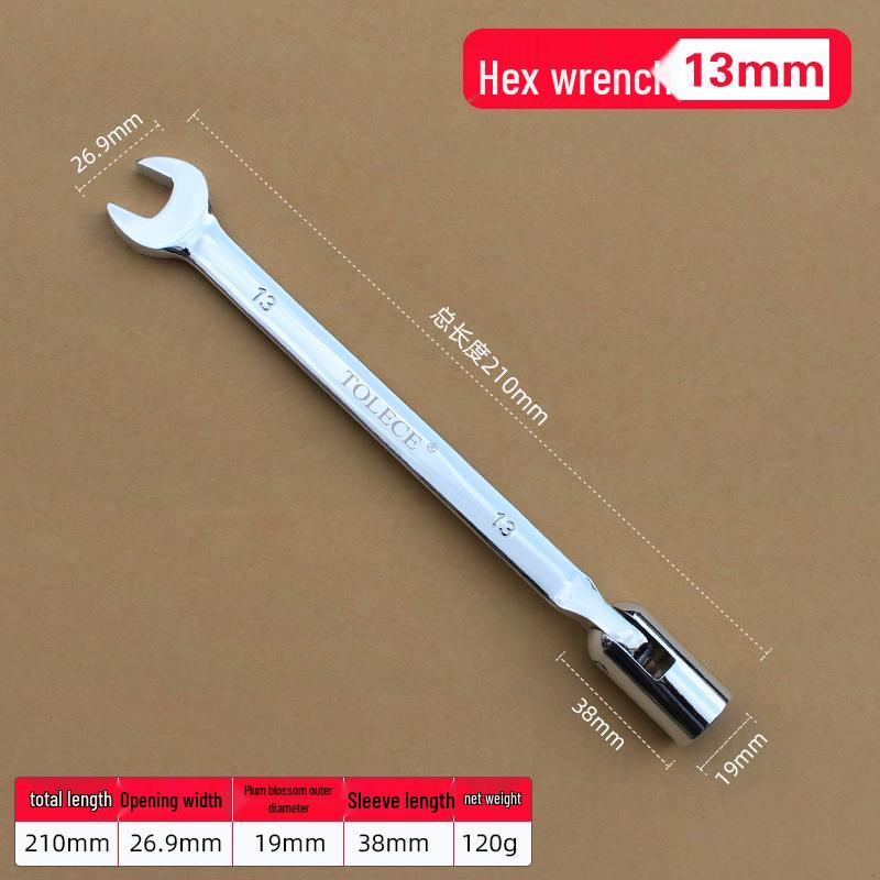 Dual-Use Ratchet Wrench 8-22mm: Double-Ended, Open-End & Socket Auto Repair Tool