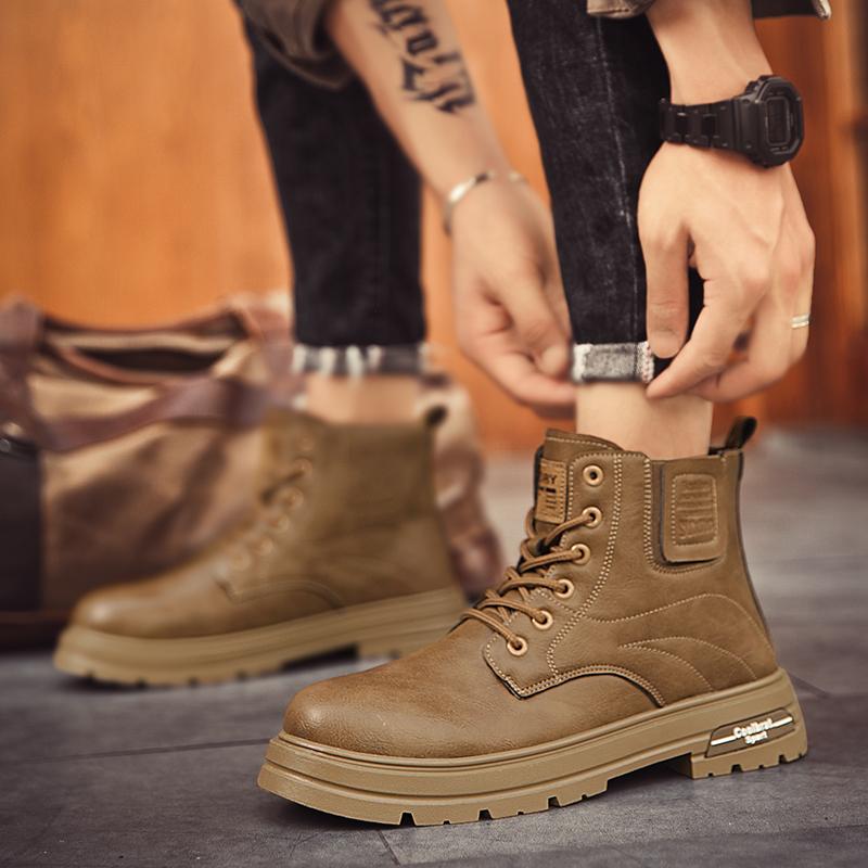 Ny mote Høst Og Vinter Høytopp for menn Martin Boots Studenter Mann Gutter Trending Soft Sole Arbeidssko Arbeidsbeskyttelse Martin Sneakers