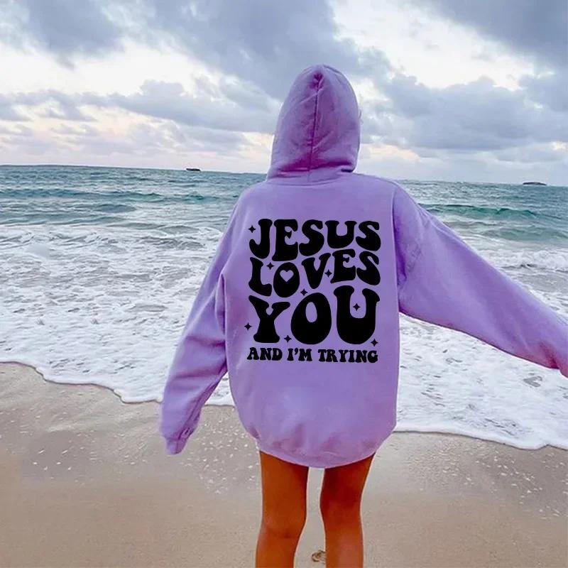 JESUS LOVES YOU Pring and Autumn Men and Women Fashion Sweatshirts Casual Sports Long Sleeve Printed Harajuku Tops Sweatshirts