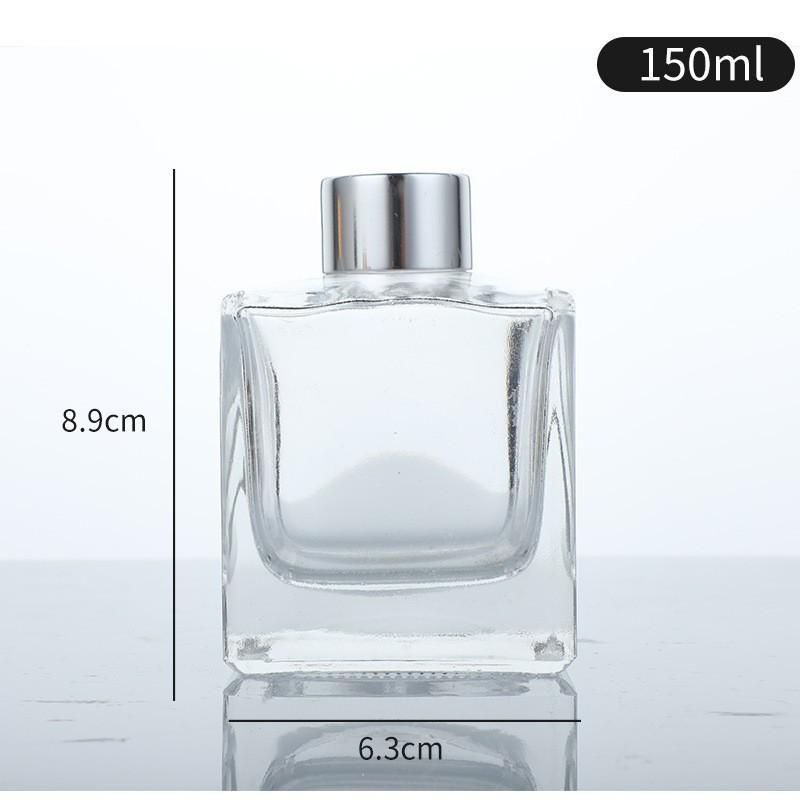 Transparent Square Glass Aroma Diffuser Bottle for Essential Oils and Perfumes