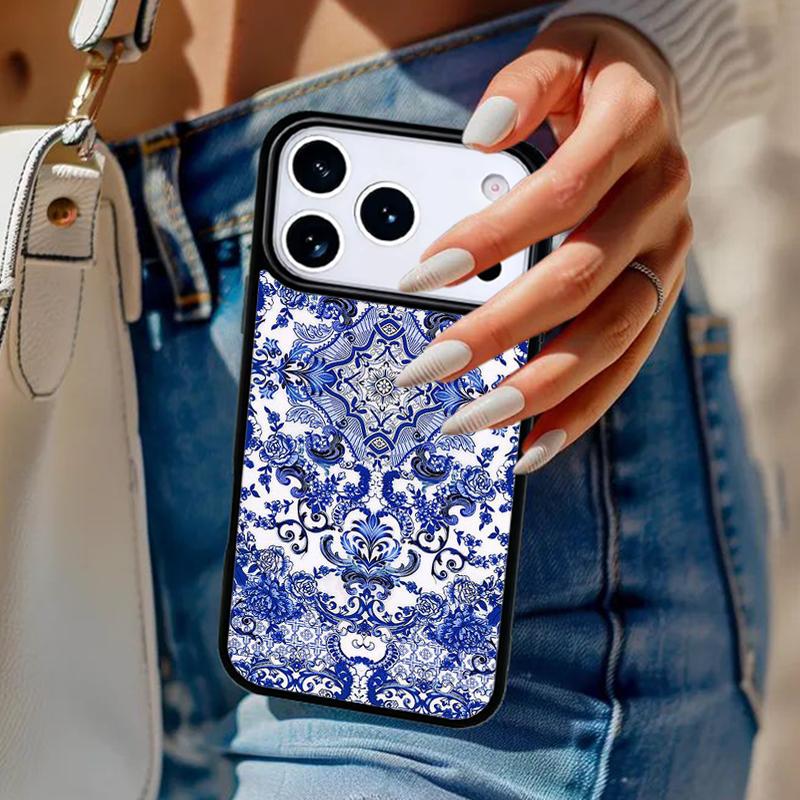 Blue And White Porcelain Phone Case For iPhone 17 Air 14 15 13 12 Max Cover For Apple 14 15 16 16e 11 Pro Max Plus Coque