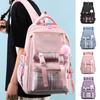 Solid-Color Checkered Patchwork Minimalist Multi-Layer Laptop Backpack
