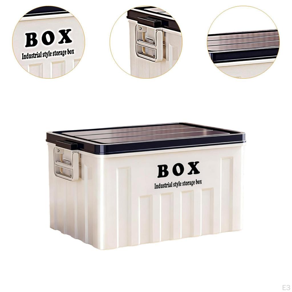 Lidded Storage Bin Container Car Trunk Organizer Utility Crate with Handles Box Lid for