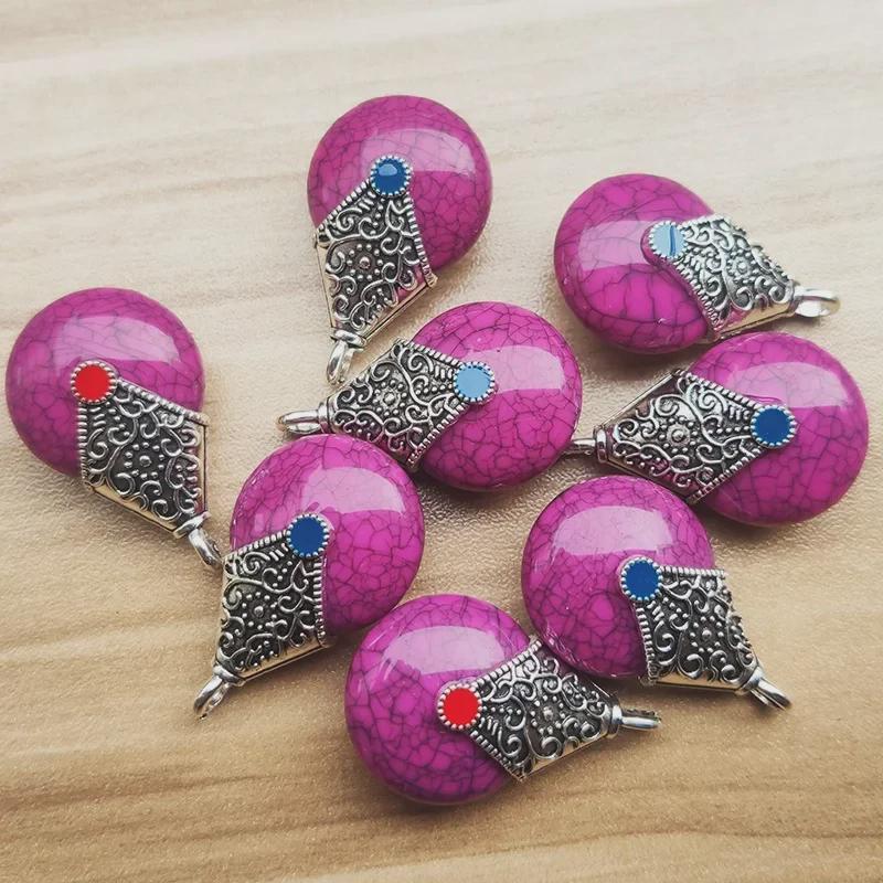 

Vintage Tibetan Silver Necklace with Resin Beeswax Pendant and Colorful Bodhi Bead Accessories