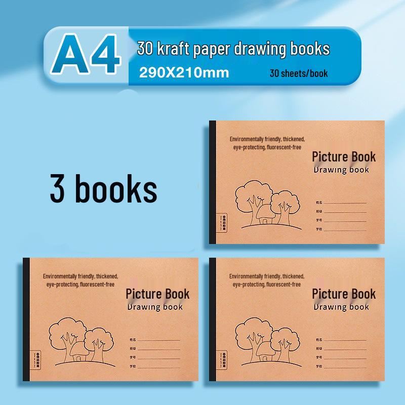 4 Thickened Cowhide Sketchbooks: Blank Doodle Paper for Children and Elementary Art