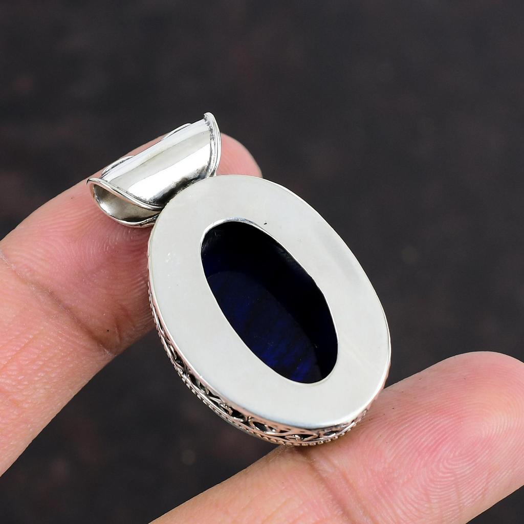 Blue Fire Labradorite Gemstone Pendant 925 Sterling Silver Pendant Handmade Jewelry Elegant Vintage Pendant Labradorite Jewelry Gift For Mom