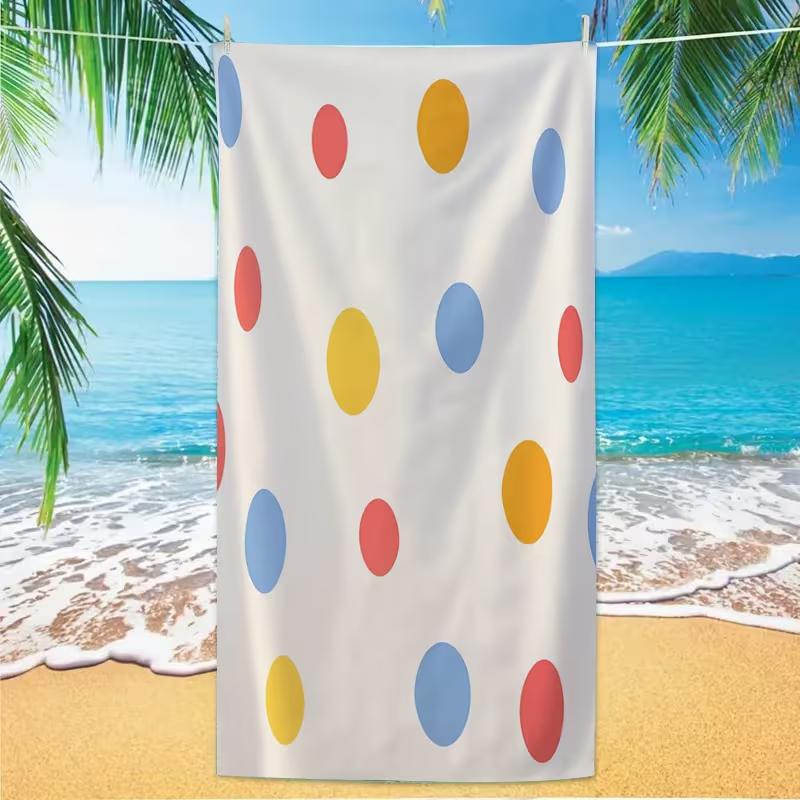 Pastel Color Polka Dot Beach Towel Minimal Retro Rainbow Color Block Spot Graphic Absorbent Quick Dry Soft Towel for Beach W40*H60(CM)