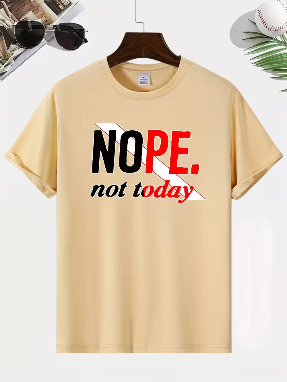 Men s Funny NOPE Not Today Print T-Shirt - Casual Short Sleeve Round Neck Tee with Humorous Lettering S
