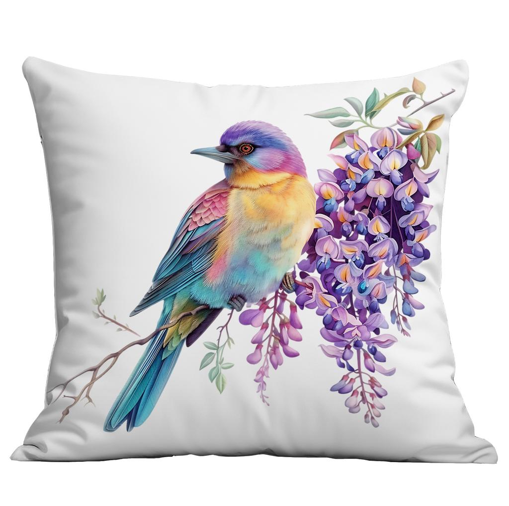 New Spring Flower and Bird Print Pillowcase Home Living Room Sofa Cushion Pillowcase