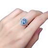 Elegant Sky Blue Topaz Ring for Women with Shiny High Carbon Diamond Oval Cut Fashion Jewelry