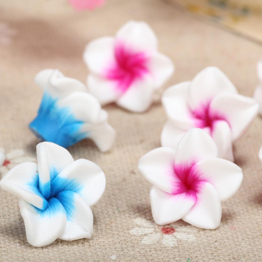 15mm Polymer Clay Plumeria Egg Flower Beads for DIY Bracelet and Necklace Jewelry Making