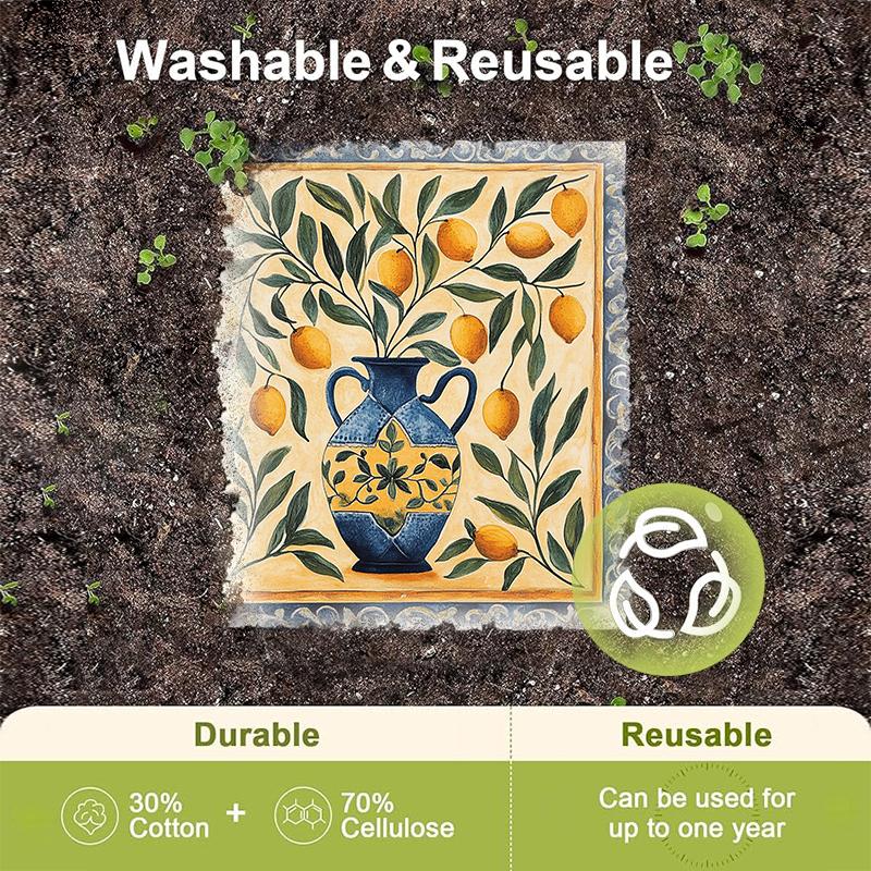 6PCS Vase Printed Eco-Friendly Swedish Dishcloths Dish Rags Absorbent Dish Towels Kitchen Reusable Washable Cleaning Wipe Cloths