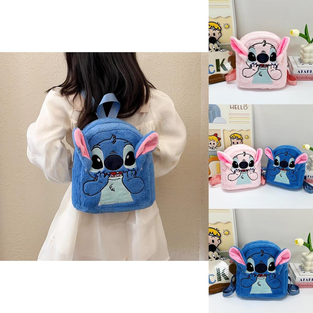 Stitch Plush Backpack For Students With Cushioned Straps Durable Polyester Material Special Characters Included