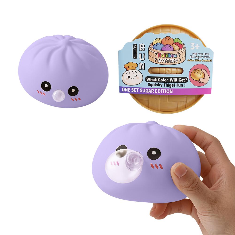 Bola de Compresión de Bollo al Vapor Rebotante Juguetes de Pellizcar Dumpling de Silicona Suave Soplar Burbujas Blandos Alivio del Estrés Misterio Caja Sorpresa Regalos