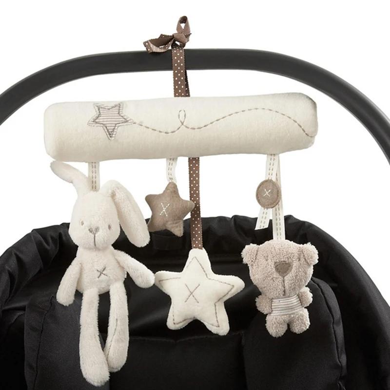 New Hanging Bed Rabbit Baby Hand Bell Safety Seat Plush Toy Multifunctional Plush Toy Stroller Mobile Gifts