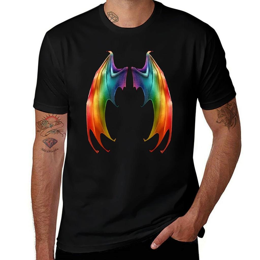 Rainbow Bat Wings On Back Tshirt Basic Comfort Fit Tshirt For Unisex