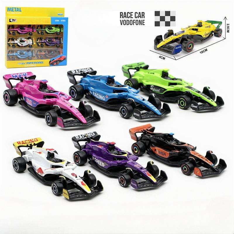 1:60 F1 Rennwagen Statische Simulation Pull-Back Modell Set von 6 Kinder Die-Cast Legierung Modellauto Spielzeug Geschenk
