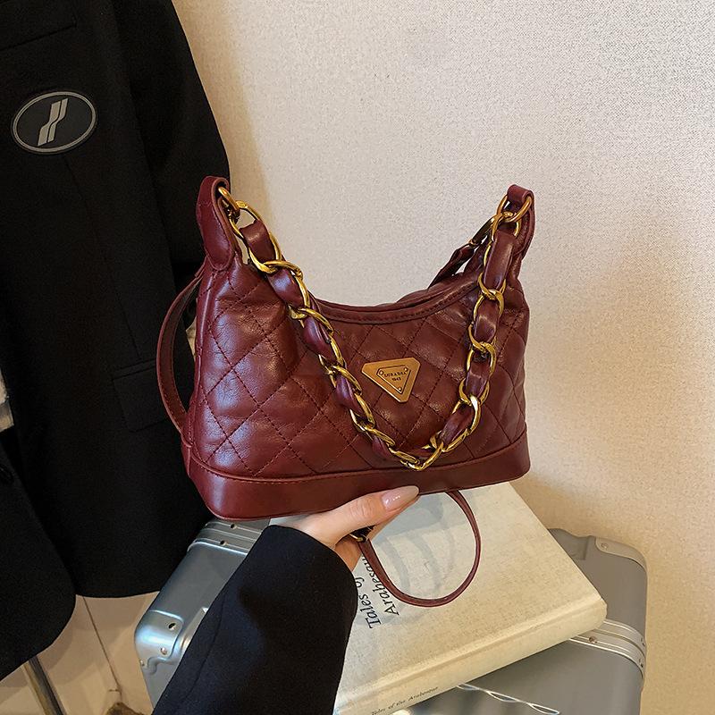 

Bag 2025 new fashion diamond chain bag going out casual versatile women s shoulder messenger bag 23.5*10.5*20 бордовый