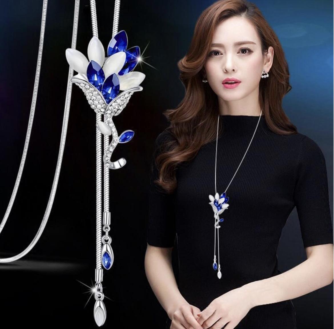 

Женское корейское классическое длинное ожерелье из сплава с подвеской в виде свитера - не выцветает, регулируется для осени и зимы