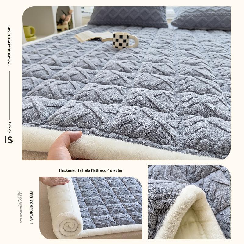 Winter Milk Velvet Mattress Topper for Dorms - Thick Coral Fleece Pad for Single Beds