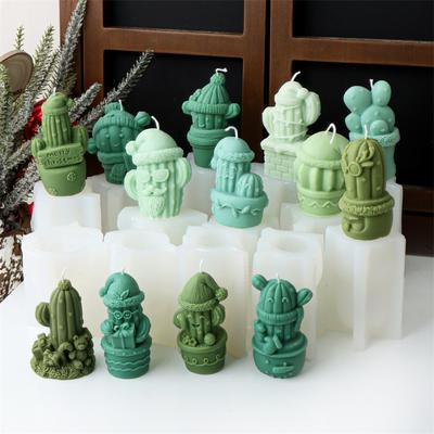 3D Weihnachts Pflanze Topf Kaktus Silikon Kerzenform DIY Weihnachten Handgemachte Kerzenherstellung Form Weihnachtsfeiertagsdekoration Geschenk