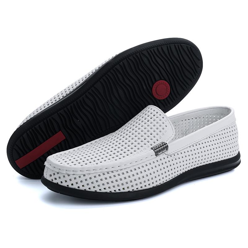 Outdoor Male Driving Loafers Genuine Leather Mens Casual Shoes Handmade Slip on Walking Shoes Breathable Driving Flats Moccasins