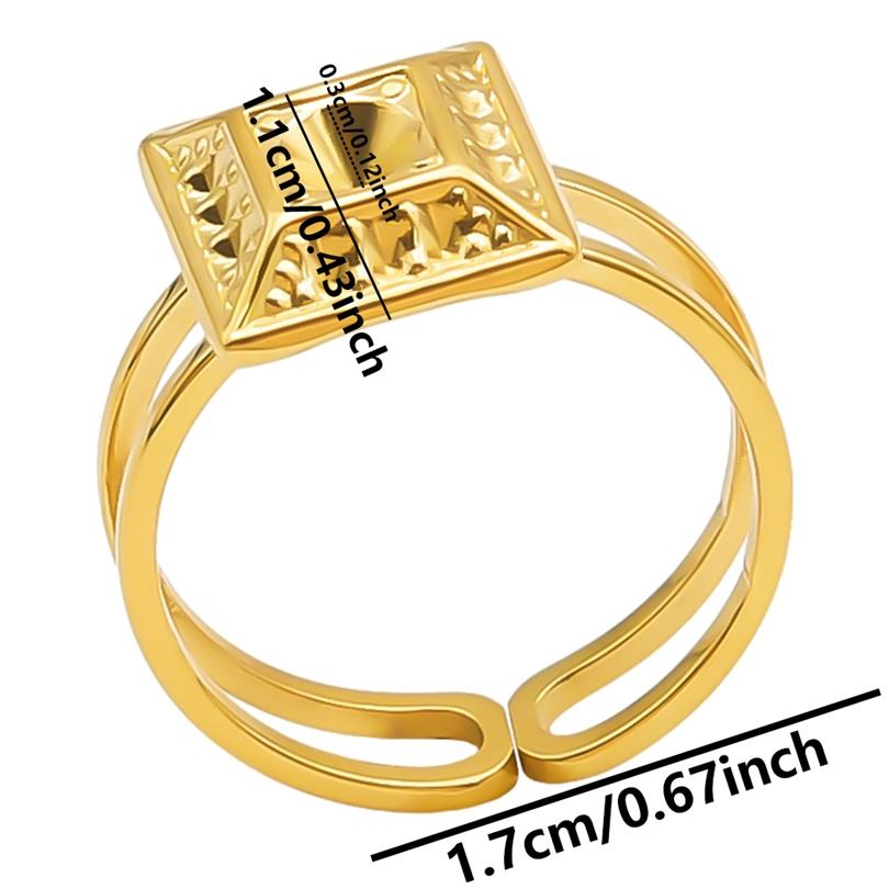 1/5pcs Real Gold Plated Open Adjustable Ring Oval Square Flower Stainless Steel Rings For Women Men DIY Stone Crystal Oil Drip