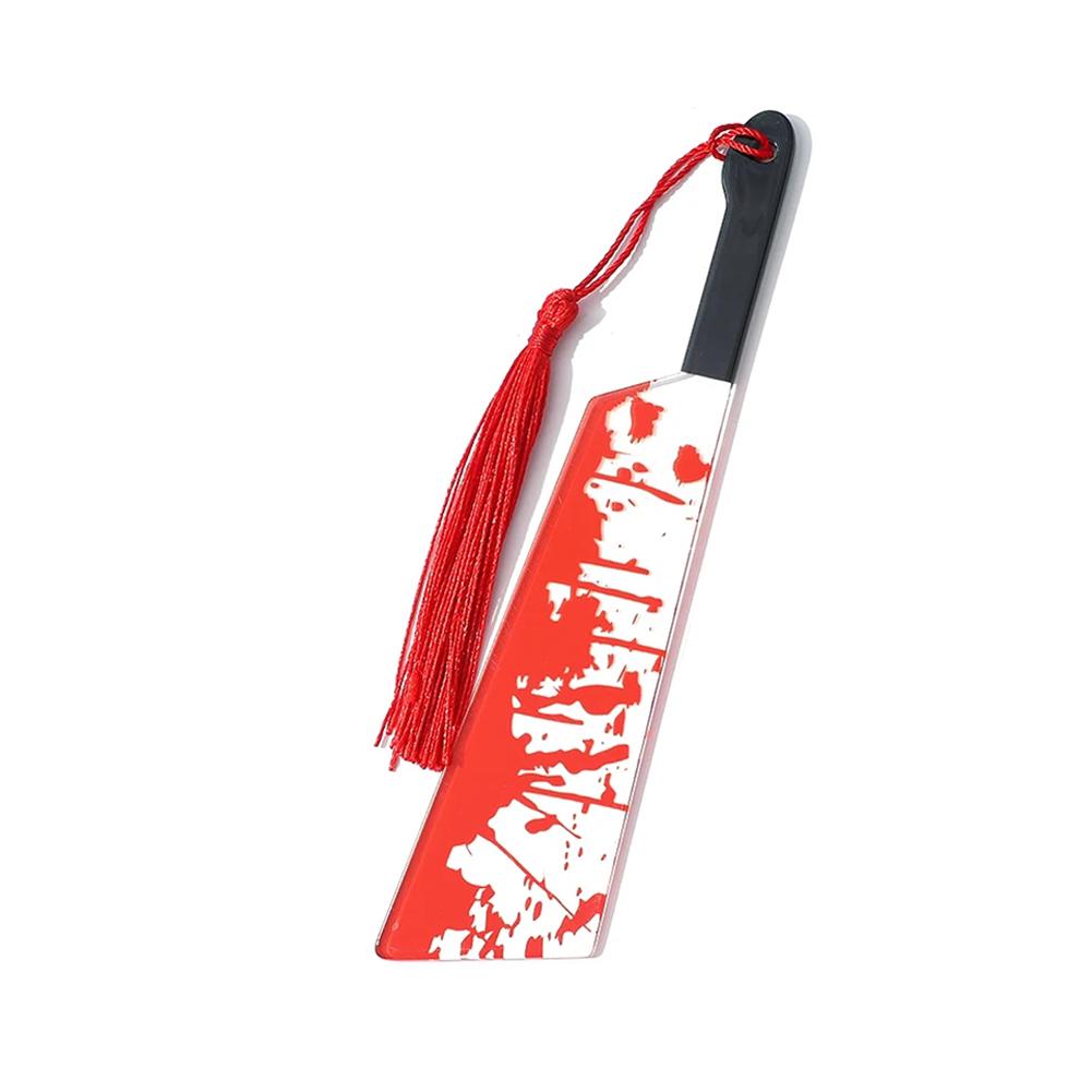 

Жахливий прозорий акриловий закладник з китицею серії на тему Хелловіну пила-чоппер з кров ю Хелловін для книголюбів #02