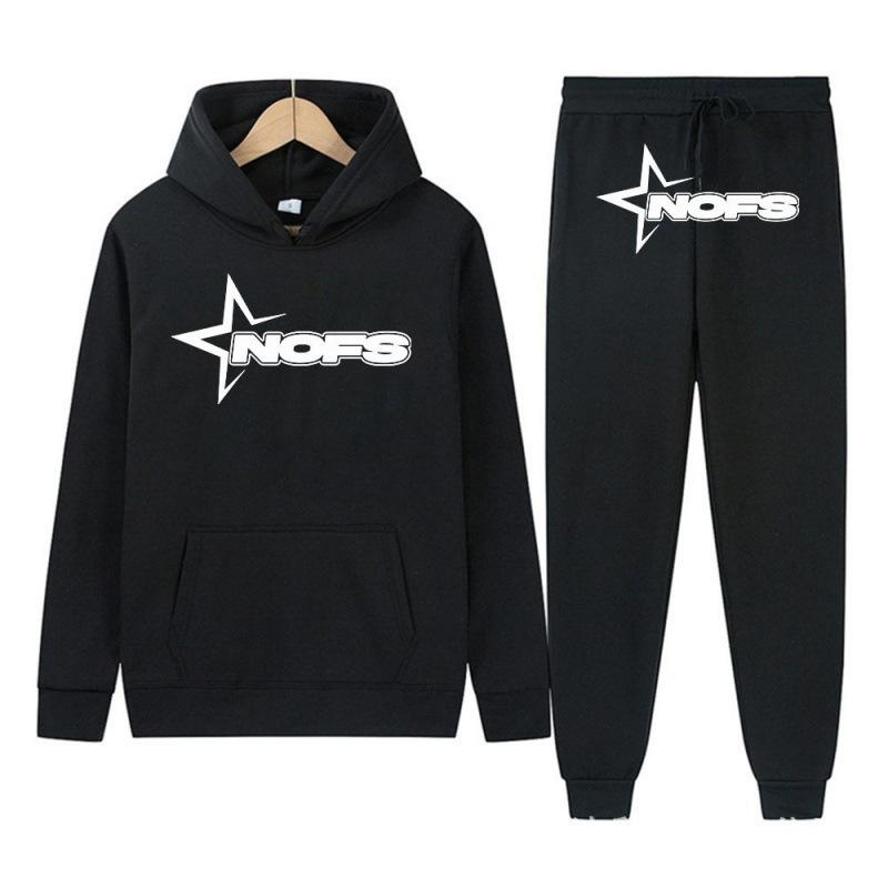 2026Y2KNOES Hoodie Set Sweatshirt Two-piece Gothic Punk Rock Streetwear Hip-hop Style