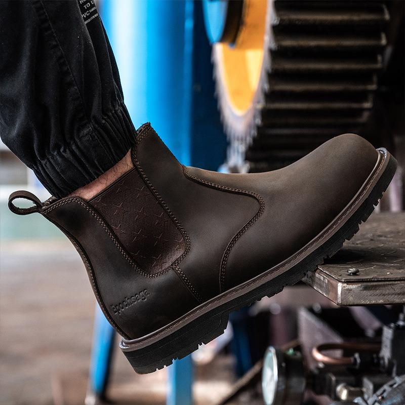 Anti-scalding electric welding shoes, comfortable and wear-resistant first layer, anti-smashing, anti-stab and anti-scalding safety shoes Dark brown;42