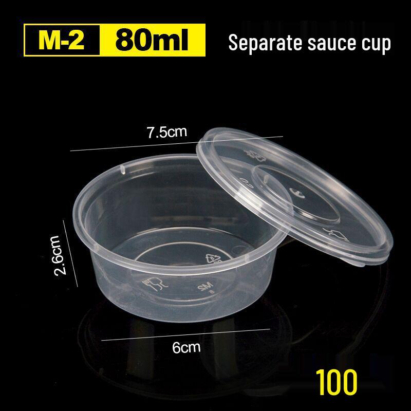 100 Tazzine di Plastica Monouso per Salse con Coperchio - Ideali per Polpa di Frutto della Passione, Salsa Piccante, Salsa di Soia e Condimenti