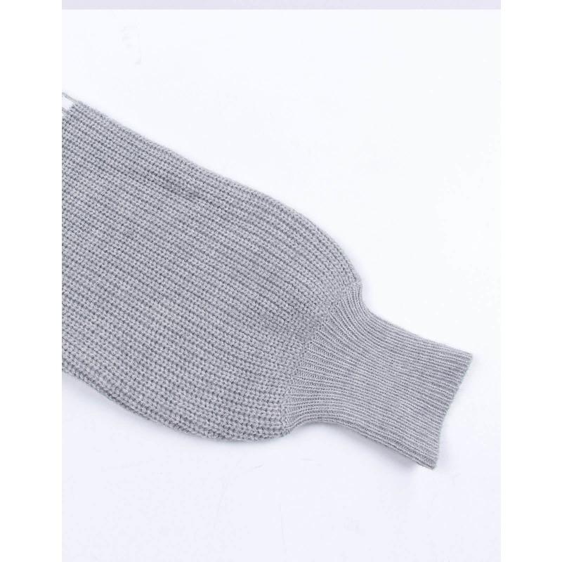 Женский осенне-зимний полосатый винтажный контрастный цветной пэчворк-свитер с круглым — фото 4