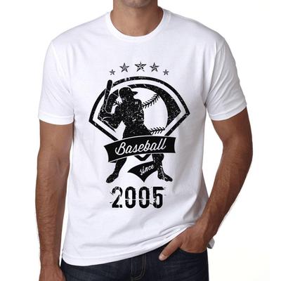 Men's Vintage Tee Shirt Graphic T Shirt Baseball Since 2005 White